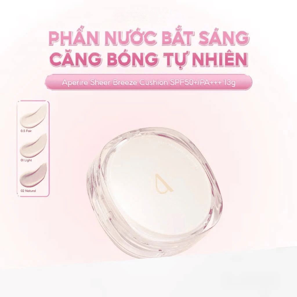 Cushion Aperire Chống Nắng Che Phủ Tốt Da Căng Bóng Mịn Lì Mỏng Nhẹ Sheer Breeze Hàn Quốc 13g