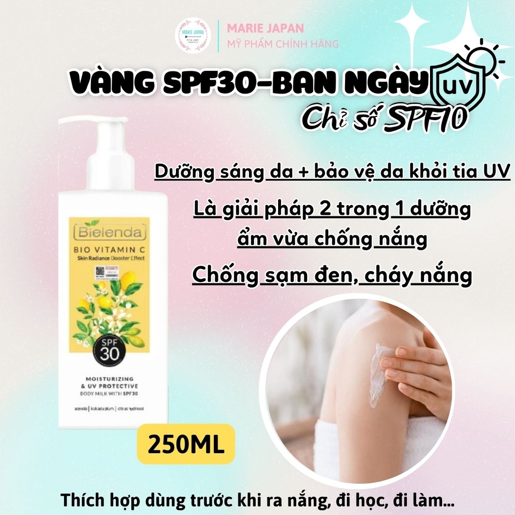 Sữa Dưỡng Thể Trắng Da Bielenda Bio Vitamin C Moisturizing & Toning Body Milk Dưỡng Sáng Căng Bóng Mịn Màng Toàn Thân