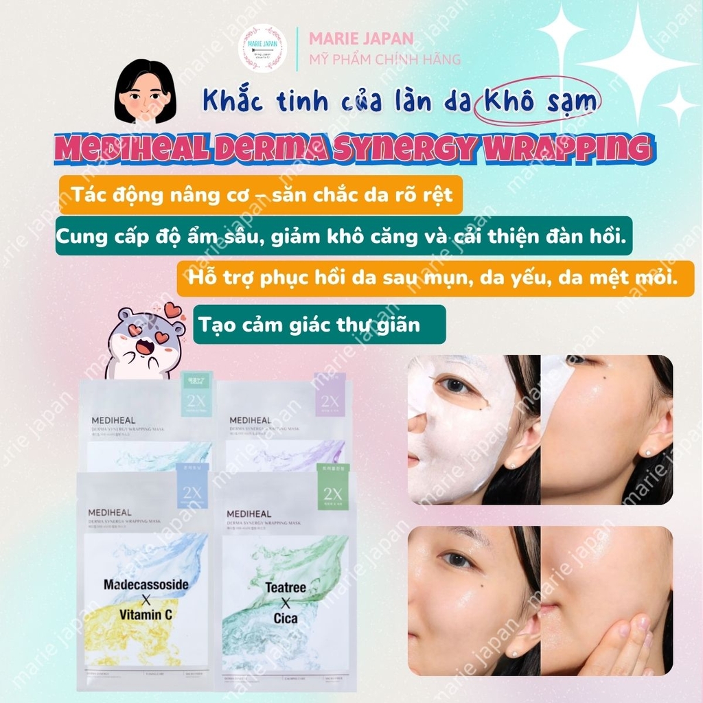[HỘP 4 MIẾNG] Mặt Nạ Cao Cấp Mediheal Derma Synergy Wrapping Dưỡng Ẩm Sáng Da Hàn Quốc