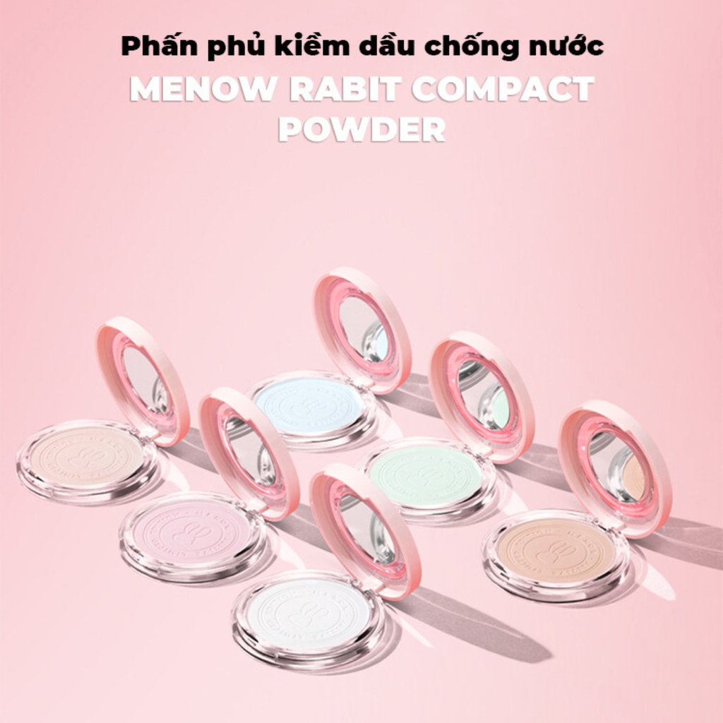 [MUA 1 TẶNG 1] Phấn Phủ Nén MENOW Rabbit Compact Powder Kiềm Dầu Chống Nước Che Phủ Hoàn Hảo 8.5g