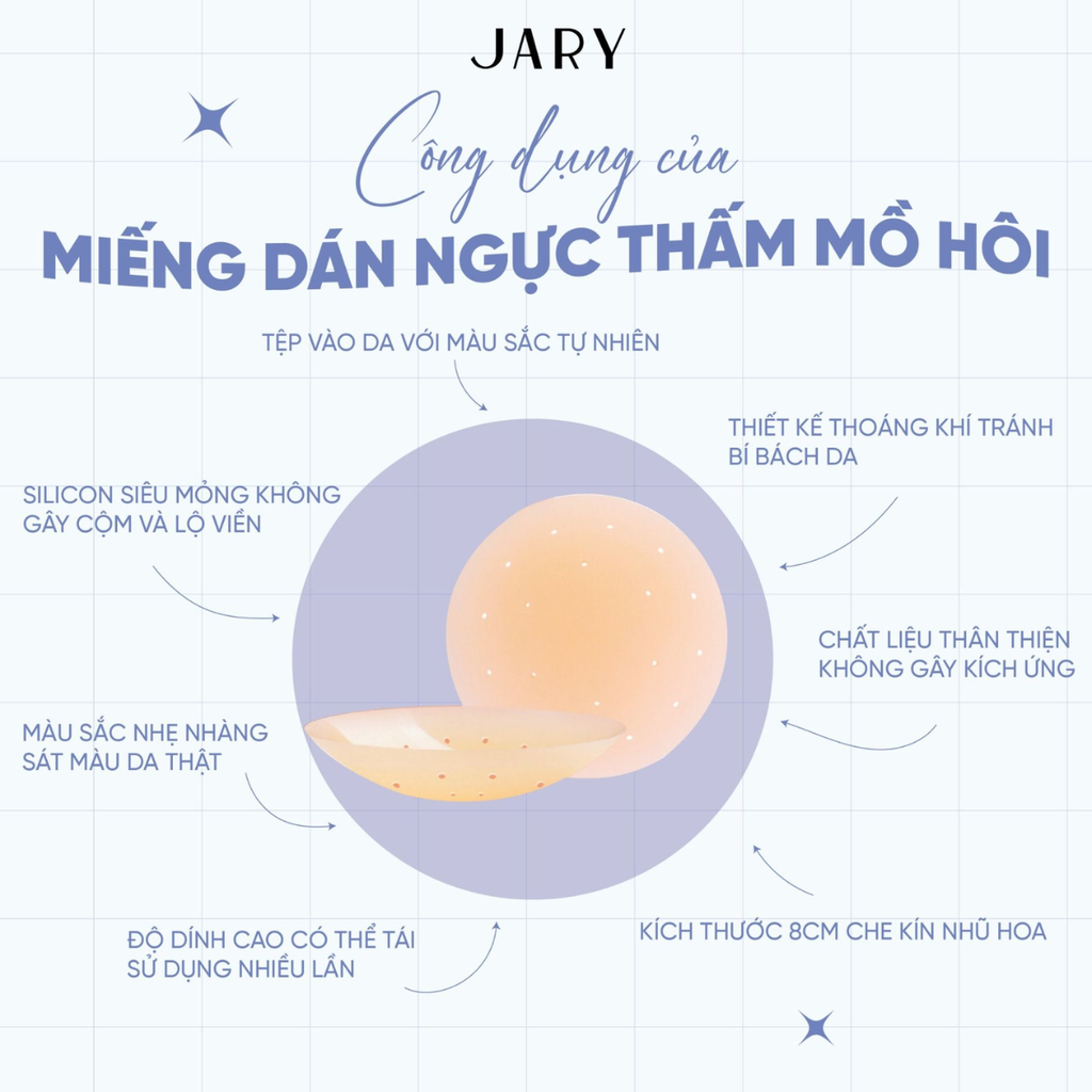 Miếng Dán Ngực Silicone Jary Nipple Covers Nâng Ngực Chống Mồ Hôi