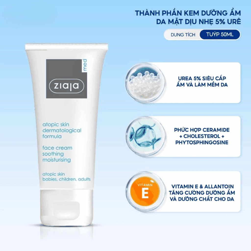 Kem [MUA 1 TẶNG 1] Dưỡng Urê Ziaja Dưỡng Ẩm Siêu Mềm Mịn Cho Da Khô  Med Mocznik Atopic Skin Ba Lan-TẶNG 1 MẶT NẠ JM DERMA CARE
