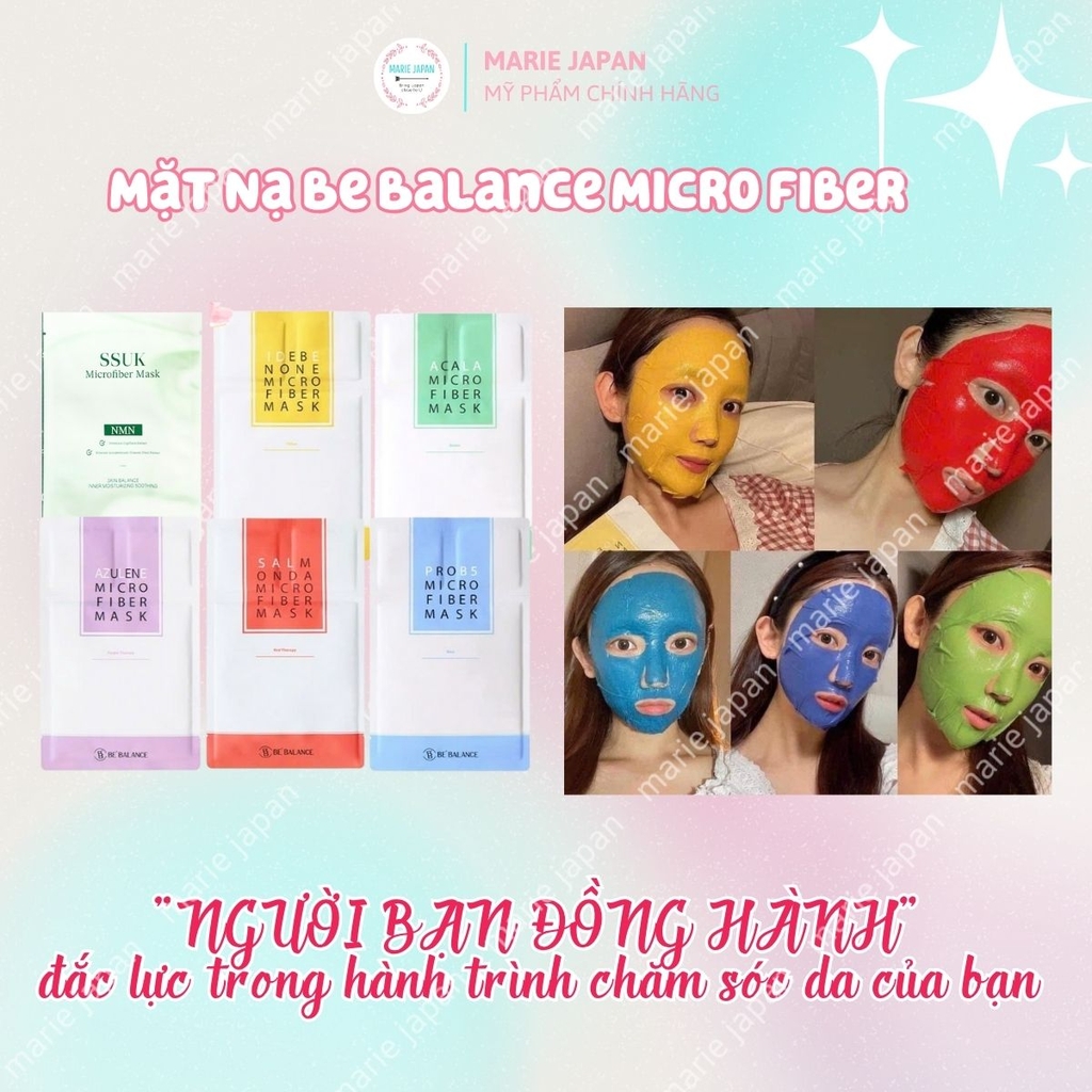 Mặt Nạ Vải Vi Sợi Be’Balance Micro Fiber Cấp Ẩm Làm Dịu Da Phục Hồi Tổn Thương Hàn Quốc 1 Miếng Lẻ