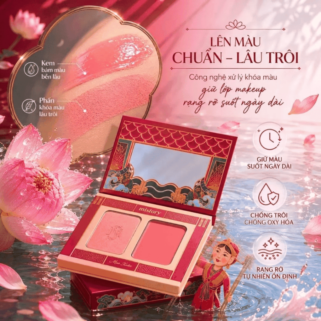 [MUA 2 TẶNG 1] Phấn Má Mistory 4in1 Vũ Khúc Thủy Đình Hiệu Ứng Căng Bóng Sáng Da 6g-TẶNG GƯƠNG LOAN Ổ