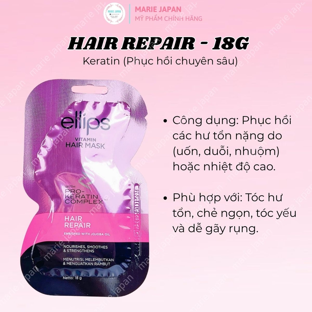 Kem Ủ Tóc Ellips Vitamin Hair Mask Phục Hồi Hư Tổn Dưỡng Tóc Óng Mượt