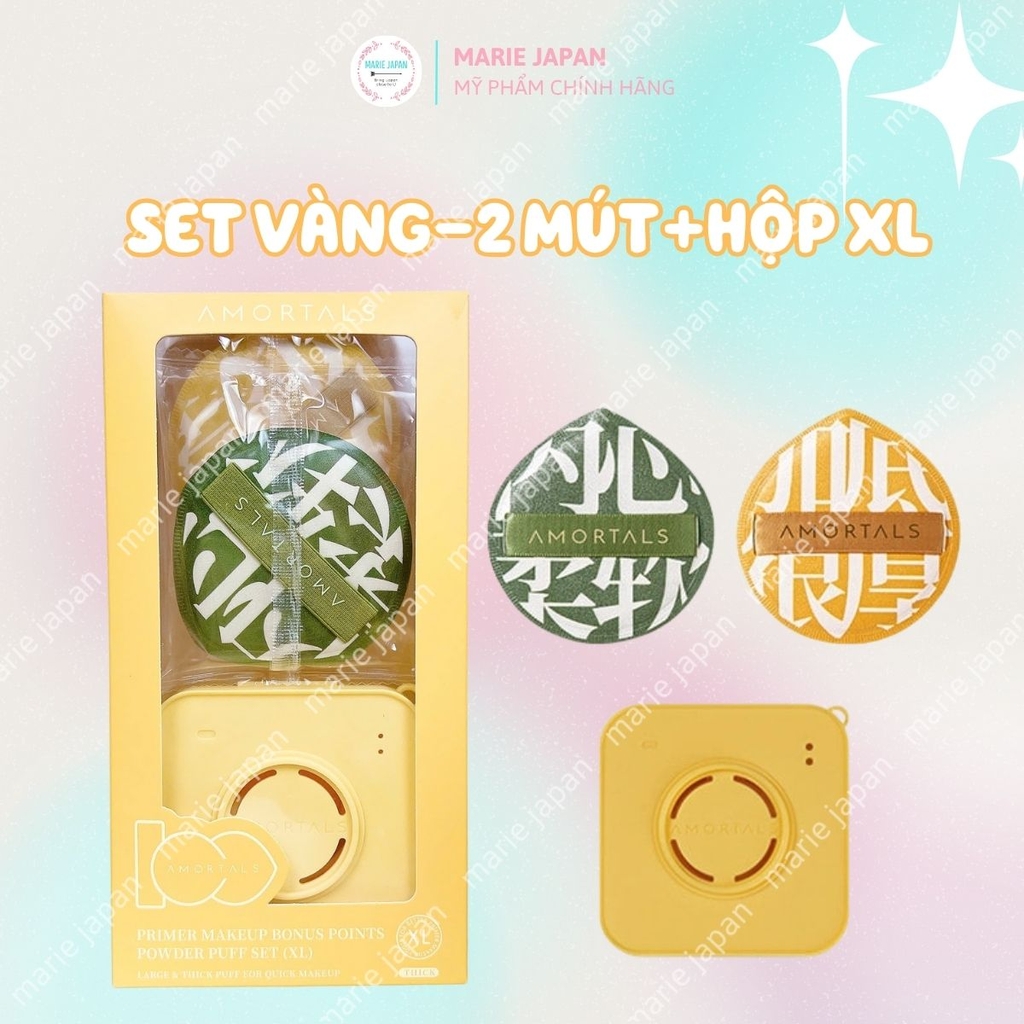Set Bông Mút Trang Điểm Amortals Powder Puff Mềm Mại Đàn Hồi Nền Mịn Siêu Tốt