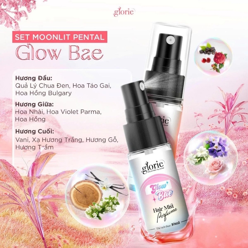 Nước Hoa Tóc Glorie Hair Mist Perfume Lưu Hương Thơm Hạn Chế Mùi Hôi Dưỡng Tóc Mềm Mượt Bộ 3 Chai Mini 10ml