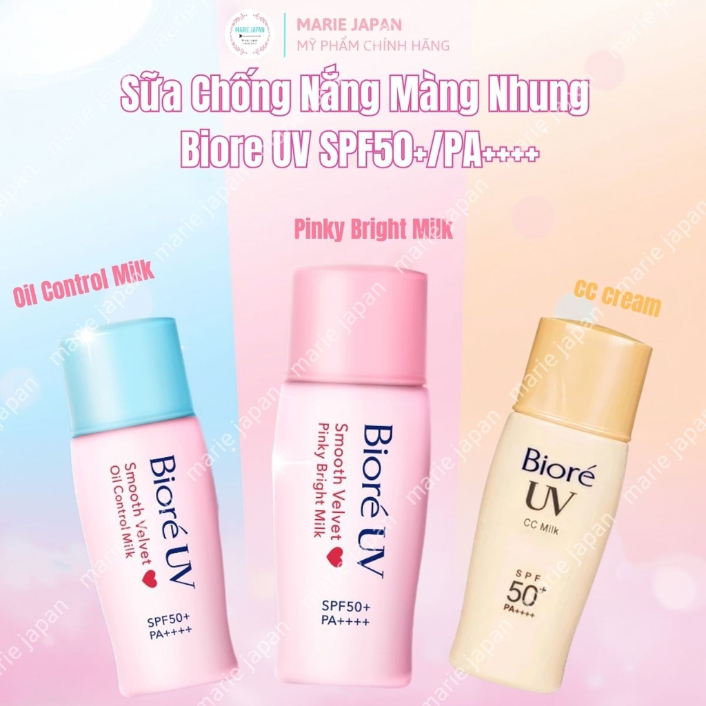 Kem Chống Nắng Biore UV Dạng Sữa Sáng Mịn Da Perfect Protect Milk/ Smooth Velvet UV Nhật Bản