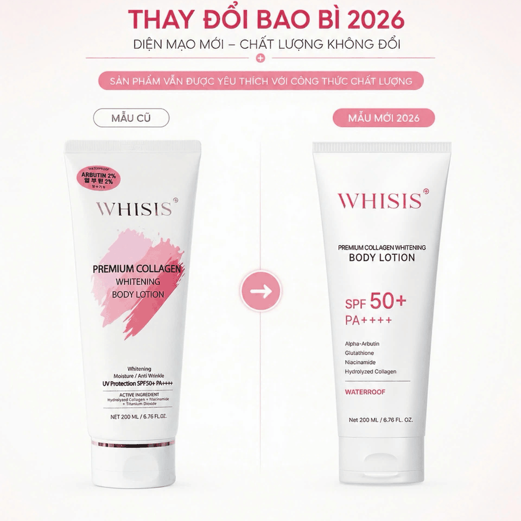Dưỡng Thể Whisis Ban Ngày Premium Collagen Whitening UV SPF50 Tuýp 200ml
