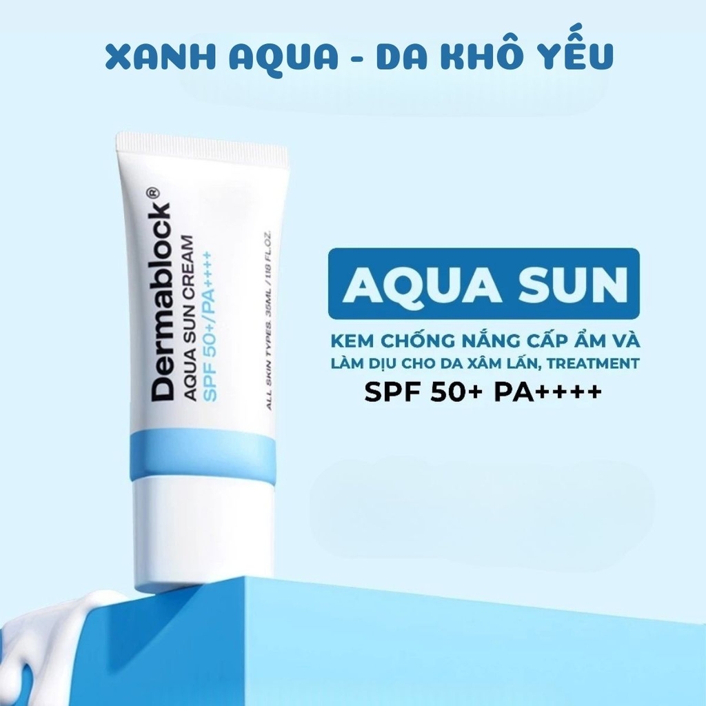 Kem Chống Nắng Dermablock Sun Cream SPF 50+ PA++++ Bảo Vệ Da Dưỡng Ẩm Nâng Tone Hàn Quốc Tuýp 35ml