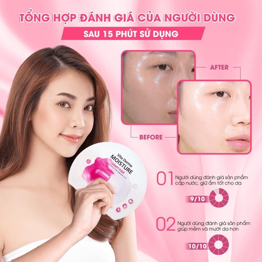 Mặt Nạ BNBG Vita Derma Moisture Cream Mask Dưỡng Da Ẩm Mịn Trắng Hồng Hàn Quốc 30ml
