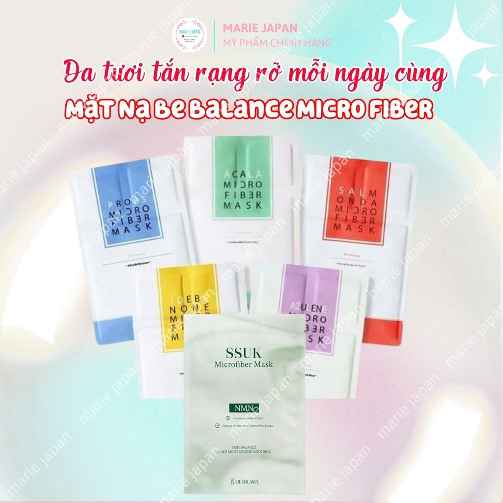 Mặt Nạ Vải Vi Sợi Be’Balance Micro Fiber Cấp Ẩm Làm Dịu Da Phục Hồi Tổn Thương Hàn Quốc 1 Miếng Lẻ