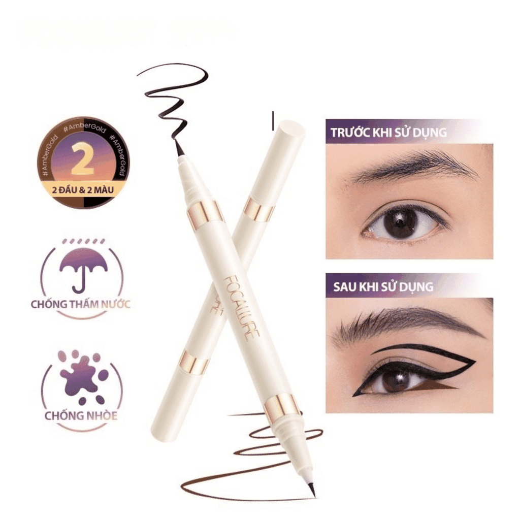 Kẻ Mắt Nước 2 Đầu Focallure Cao Cấp Siêu Mảnh, Bền Màu Ultra-Skinny Liquid FA309 LL01 1,2g