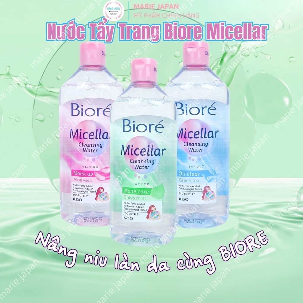 Nước Tẩy Trang Biore Sạch Sâu Dưỡng Ẩm Ngăn Ngừa Mụn Micellar Cleansing Water Nhật Bản