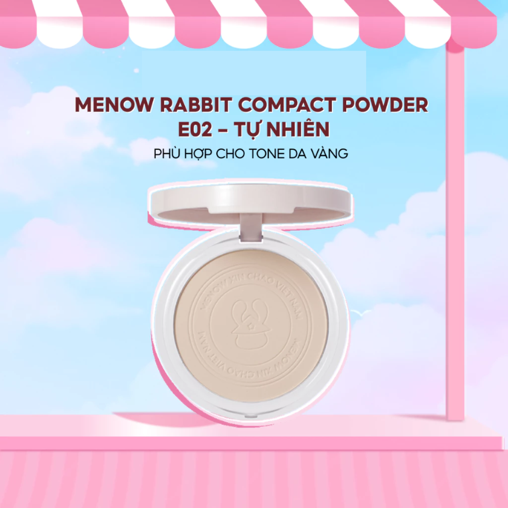 [MUA 1 TẶNG 1] Phấn Phủ Nén MENOW Rabbit Compact Powder Kiềm Dầu Chống Nước Che Phủ Hoàn Hảo 8.5g