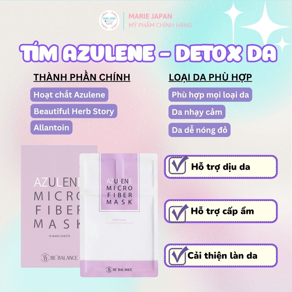 Mặt Nạ Vải Vi Sợi Be’Balance Micro Fiber Cấp Ẩm Làm Dịu Da Phục Hồi Tổn Thương Hàn Quốc 1 Miếng Lẻ