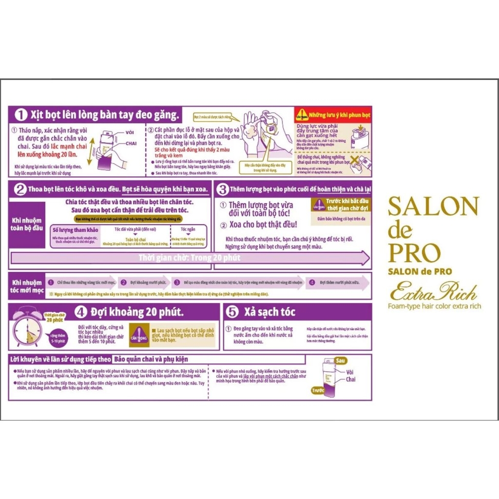 Kem Nhuộm Tóc Cho NỮ Salon De Pro Phủ Bạc Tự Nhiên Không Mùi Cao Cấp Nhật Bản 80G