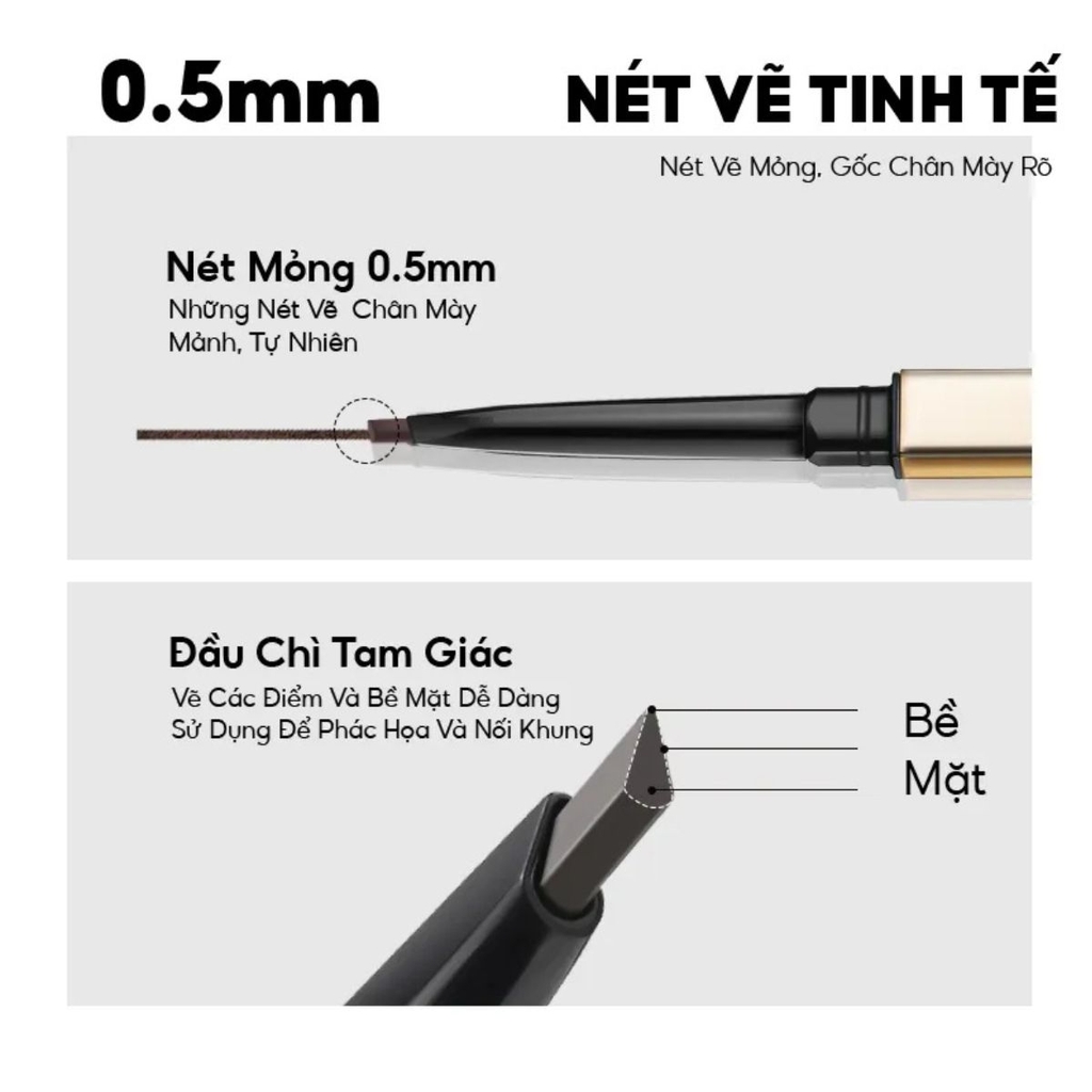 Chì Kẻ Mày Colorkey Hai Đầu Sắc Nét Chống Nước Lâu Trôi  Sketch Eyebrow Pencil 0.7g