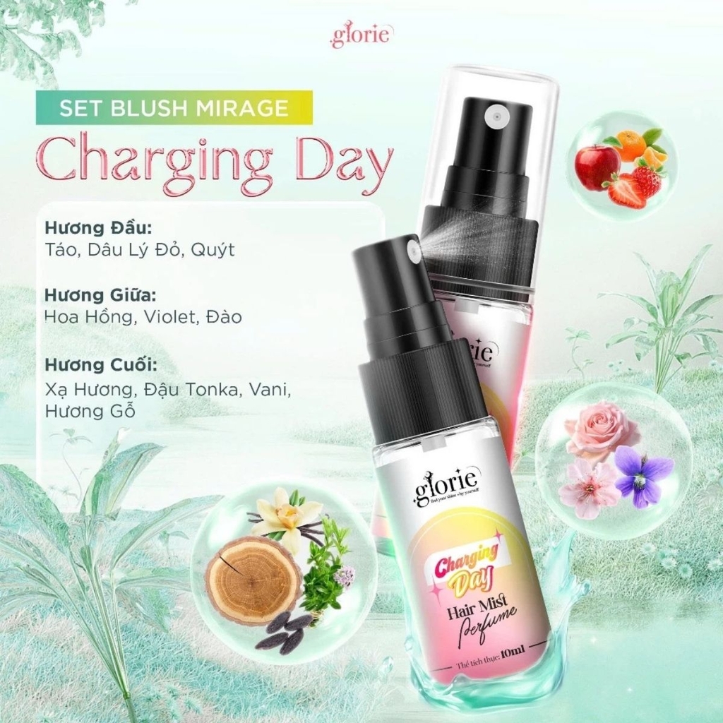 Nước Hoa Tóc Glorie Hair Mist Perfume Lưu Hương Thơm Hạn Chế Mùi Hôi Dưỡng Tóc Mềm Mượt Bộ 3 Chai Mini 10ml
