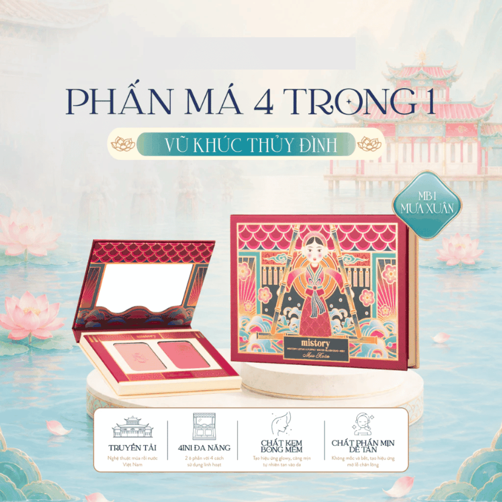 [MUA 2 TẶNG 1] Phấn Má Mistory 4in1 Vũ Khúc Thủy Đình Hiệu Ứng Căng Bóng Sáng Da 6g-TẶNG GƯƠNG LOAN Ổ