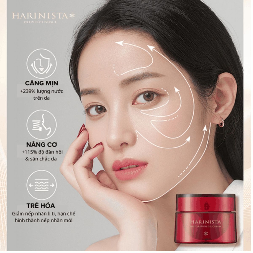Gel Dưỡng Ẩm Meishoku Harinista Restoration Gel Cream Chống Lão Hóa  Cải Thiện Nếp Nhăn Căng Bóng Da Nhật Bản Hộp 50g