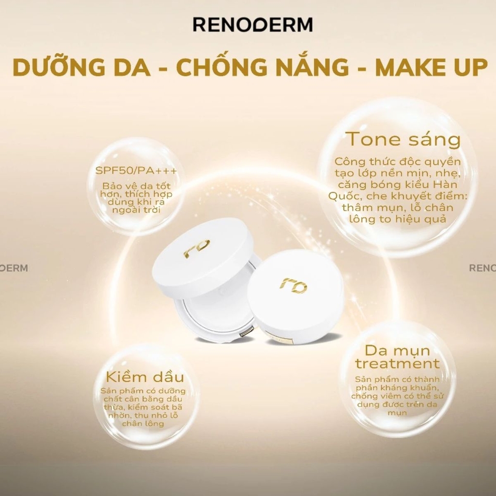 Phấn Nước Renoderm Chống Nắng Dưỡng Ẩm Nâng Tông Mềm Mịn Da DayLong BB Cream 15g