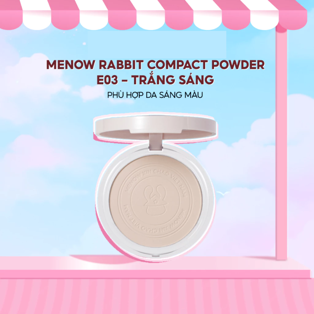[MUA 1 TẶNG 1] Phấn Phủ Nén MENOW Rabbit Compact Powder Kiềm Dầu Chống Nước Che Phủ Hoàn Hảo 8.5g