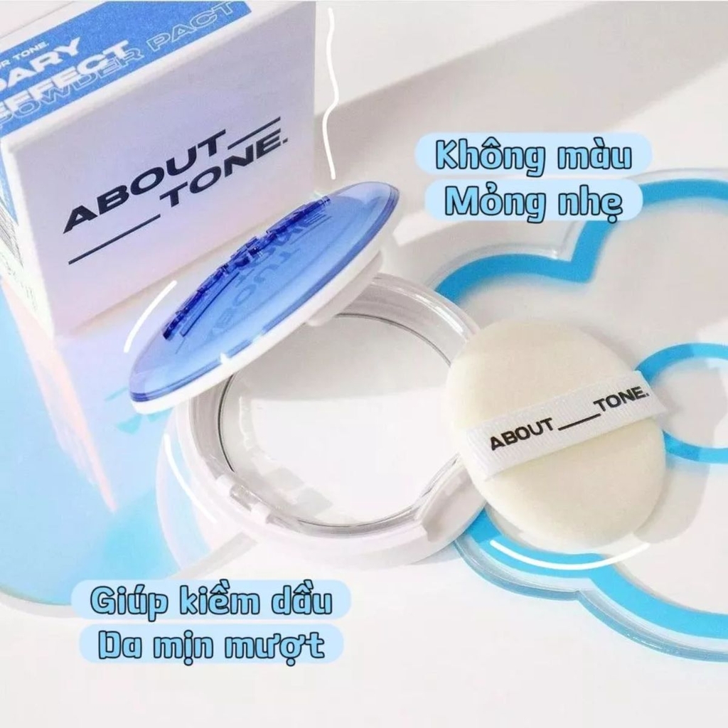 Phấn Phủ About Tone Powder Pact Dạng Nén  Nâng Tông Kiềm Dầu Siêu Lì Mịn Hàn Quốc Hộp 9g
