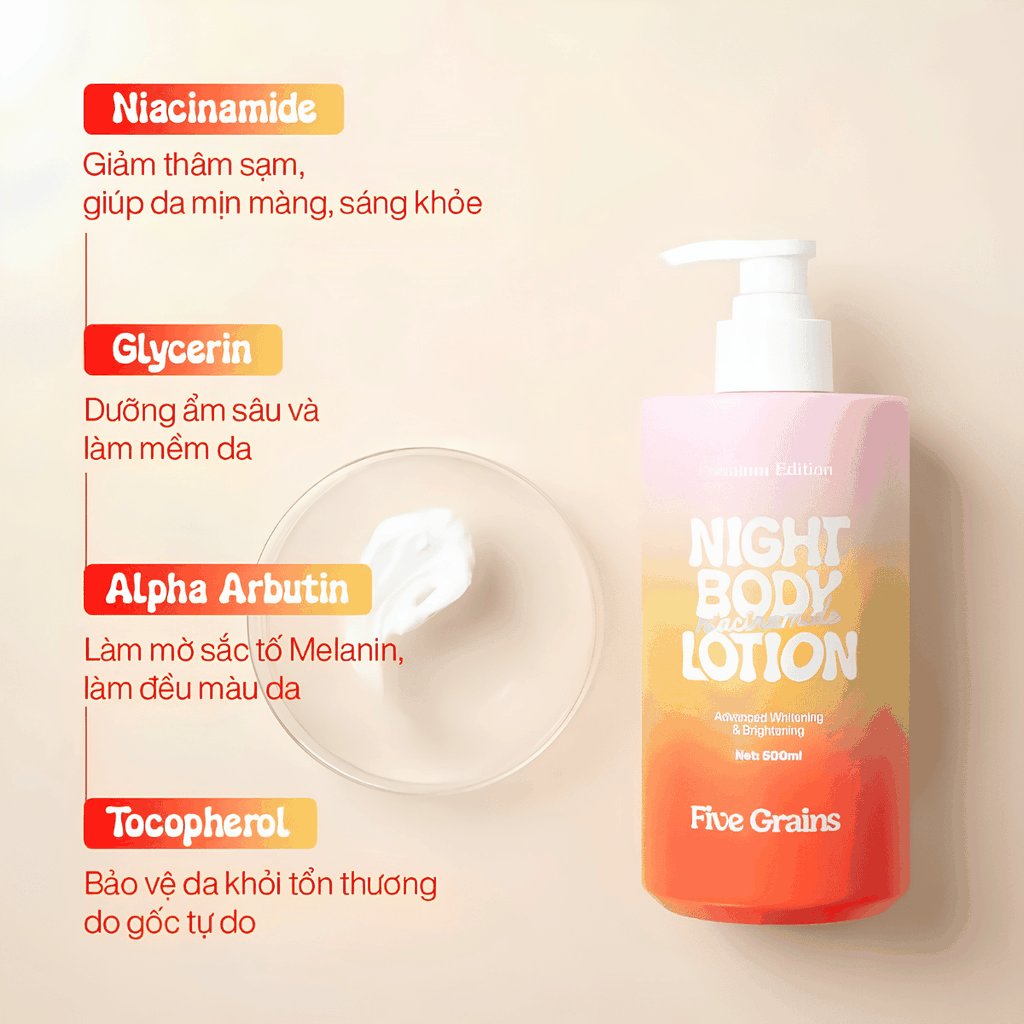 [MUA 2 TẶNG 1] Kem Dưỡng Boby Five Grains Niacinamide Nâng Tone Sáng Da Cấp Ẩm Day & Night - TẶNG GĂNG TAY NÂU THOA KEM