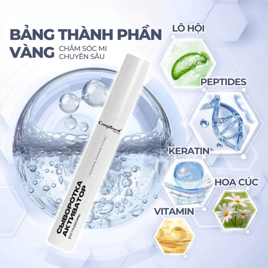 Serum Dưỡng Mi Compliment Chắc Khỏe Mi Giảm Gãy Rụng Cong Tự Nhiên 12ml