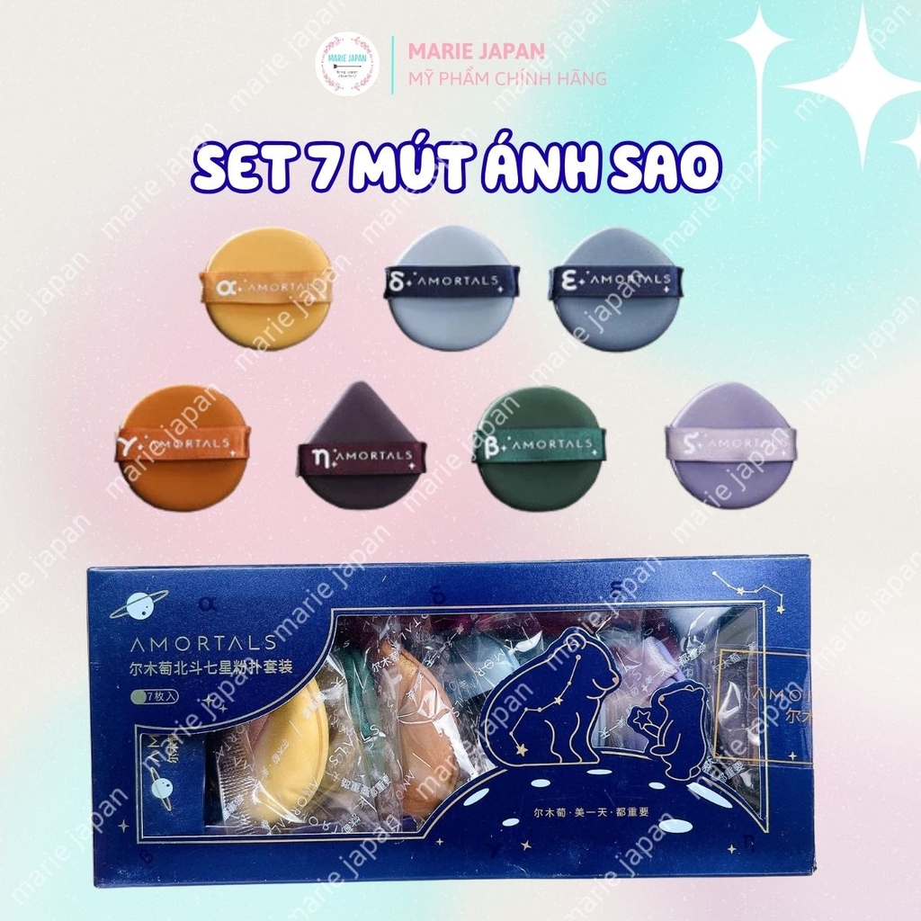 Set Bông Mút Trang Điểm Amortals Powder Puff Mềm Mại Đàn Hồi Nền Mịn Siêu Tốt