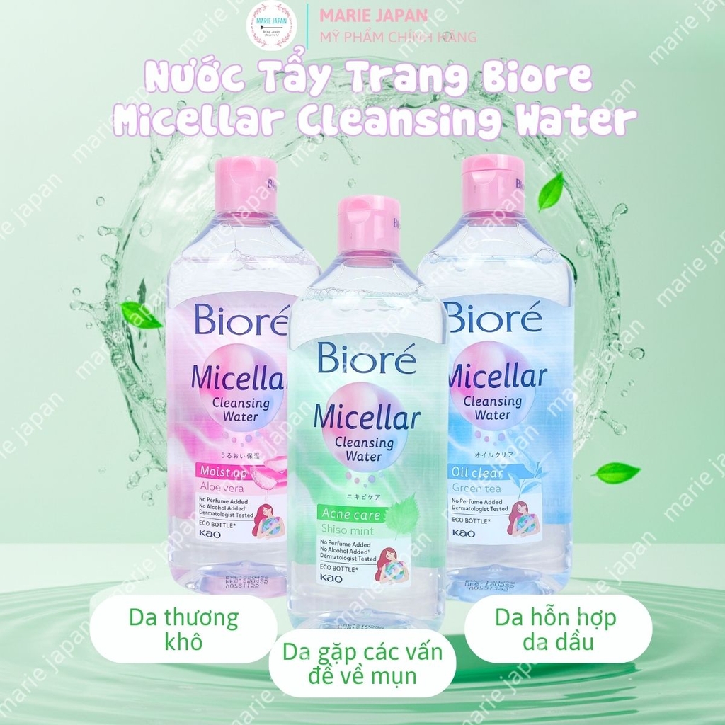 Nước Tẩy Trang Biore Sạch Sâu Dưỡng Ẩm Ngăn Ngừa Mụn Micellar Cleansing Water Nhật Bản
