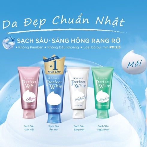 Sữa Rửa Mặt Tạo Bọt Senka Perfect Whip Sáng Da Làm Sạch Sâu 120g Chính Hãng