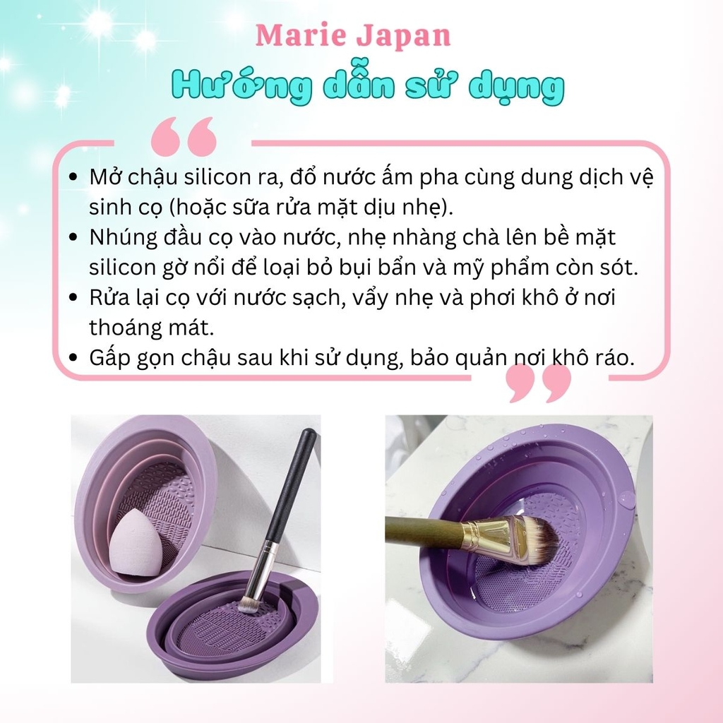 Chậu Vệ Sinh Cọ Makeup Silicon Gấp Gọn Làm Sạch Cọ Bông Mút Dễ Dàng