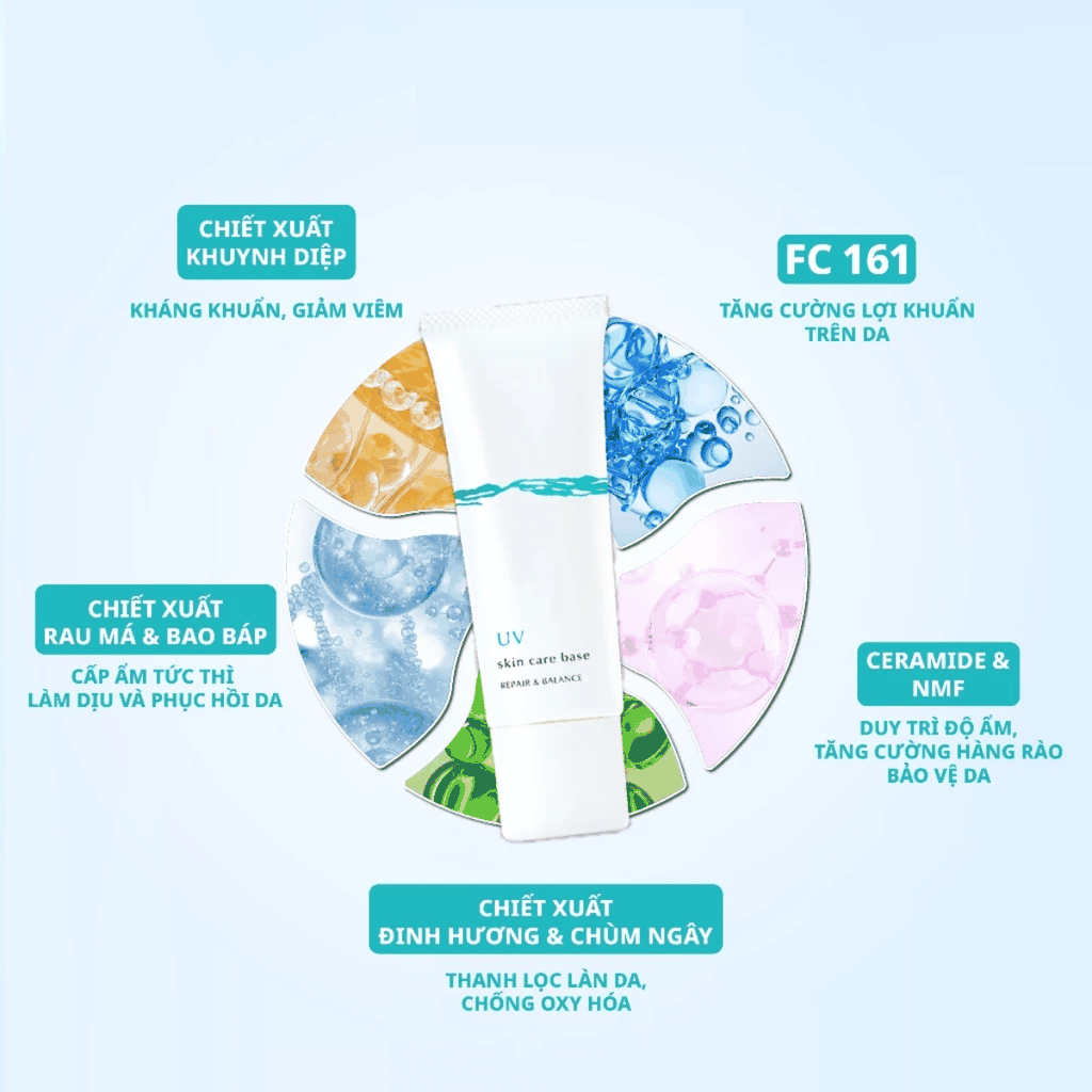 Kem Chống Nắng Meishoku Nâng Tông Sáng Mịn Cho Da Dầu Mụn Nhạy Cảm Cica Skin Care UV Repair & Balance Nhật Bản 40g