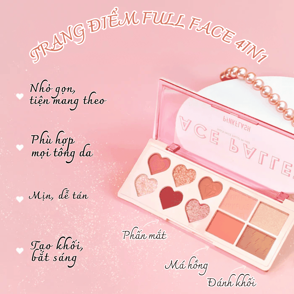 Bảng Phấn Mắt Má Đa Năng 10 Ô Pinkflash Mịn Lì Màu Siêu Đẹp, Full Face Tiện Lợi Multi Face Palette M02 120g