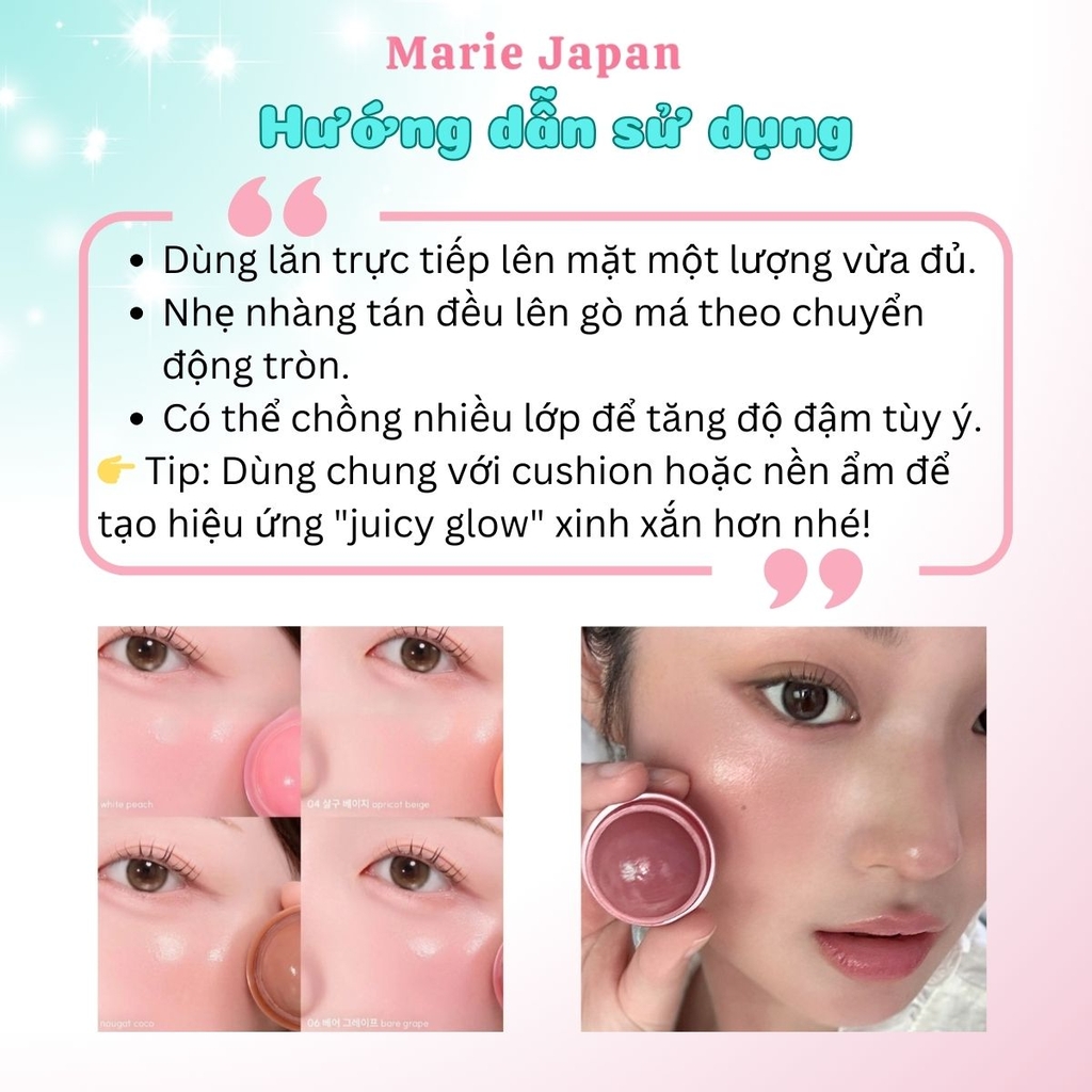 Má Hồng Kem Romand Juicy Roll Cheek Dạng Lăn Màu Tự Nhiên Dễ Tán Căng Mướt Hàn Quốc