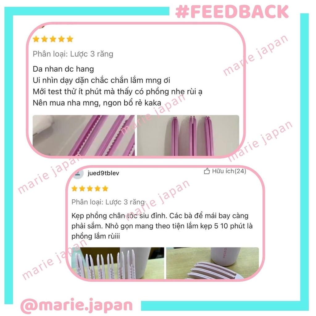 Kẹp Phồng Chân Tóc Tạo Mái Bay Siêu Hot Lược 3 Răng Mái Tóc Dày Dặn Tự Nhiên Phong Cách Hàn Quốc