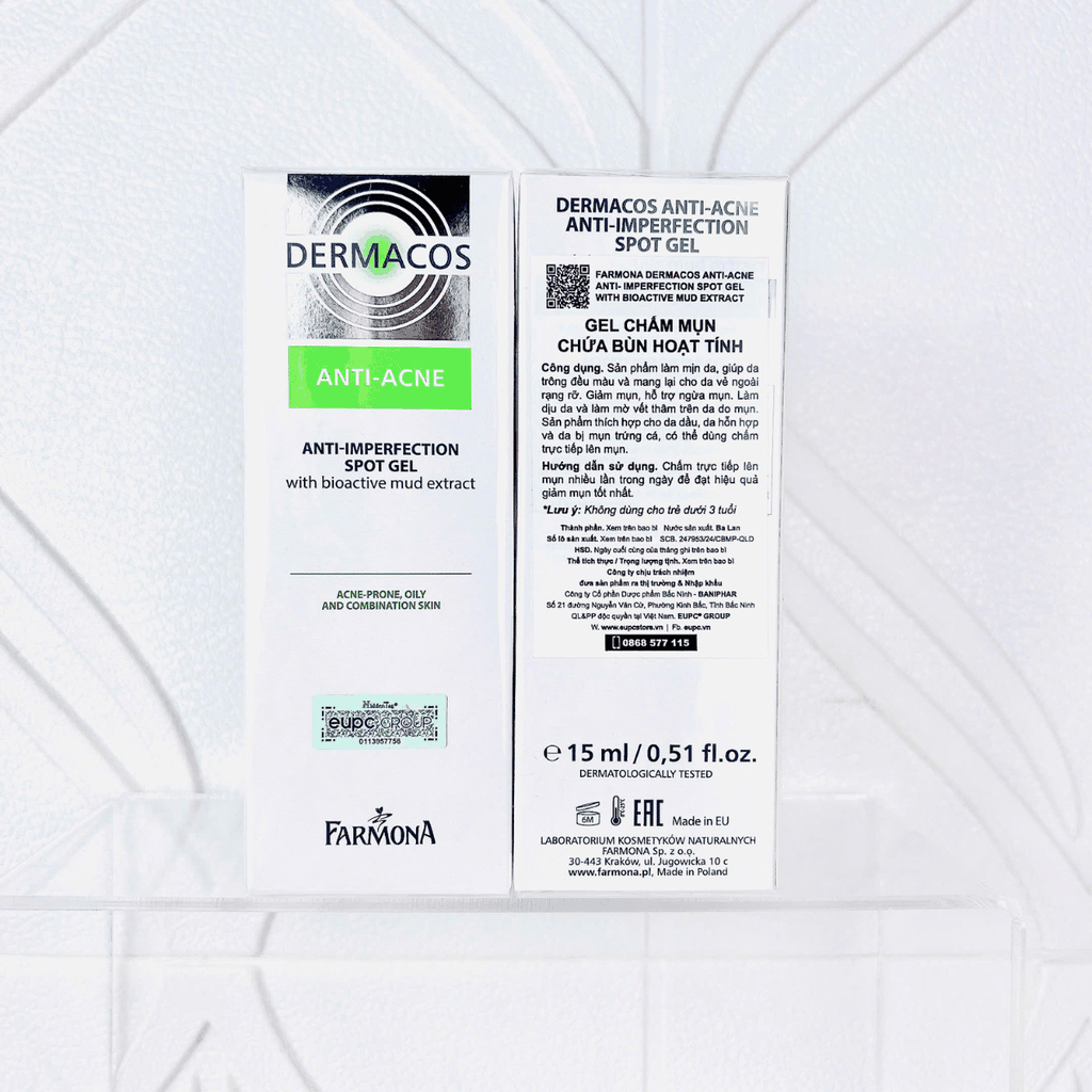 [MUA 1 TẶNG 1] Gel Chấm Mụn Dermacos Anti Acne Anti Imperfection Spot Tuýp 15ml - TẶNG 1 MASK JM