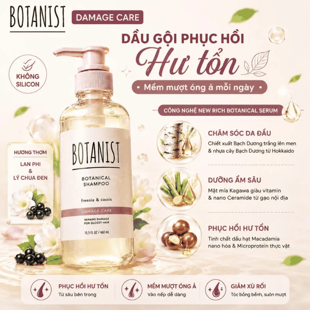 Combo 2 Món Set Gội Xả BOTANIST Damage Care NẮP BE Chai 460ml