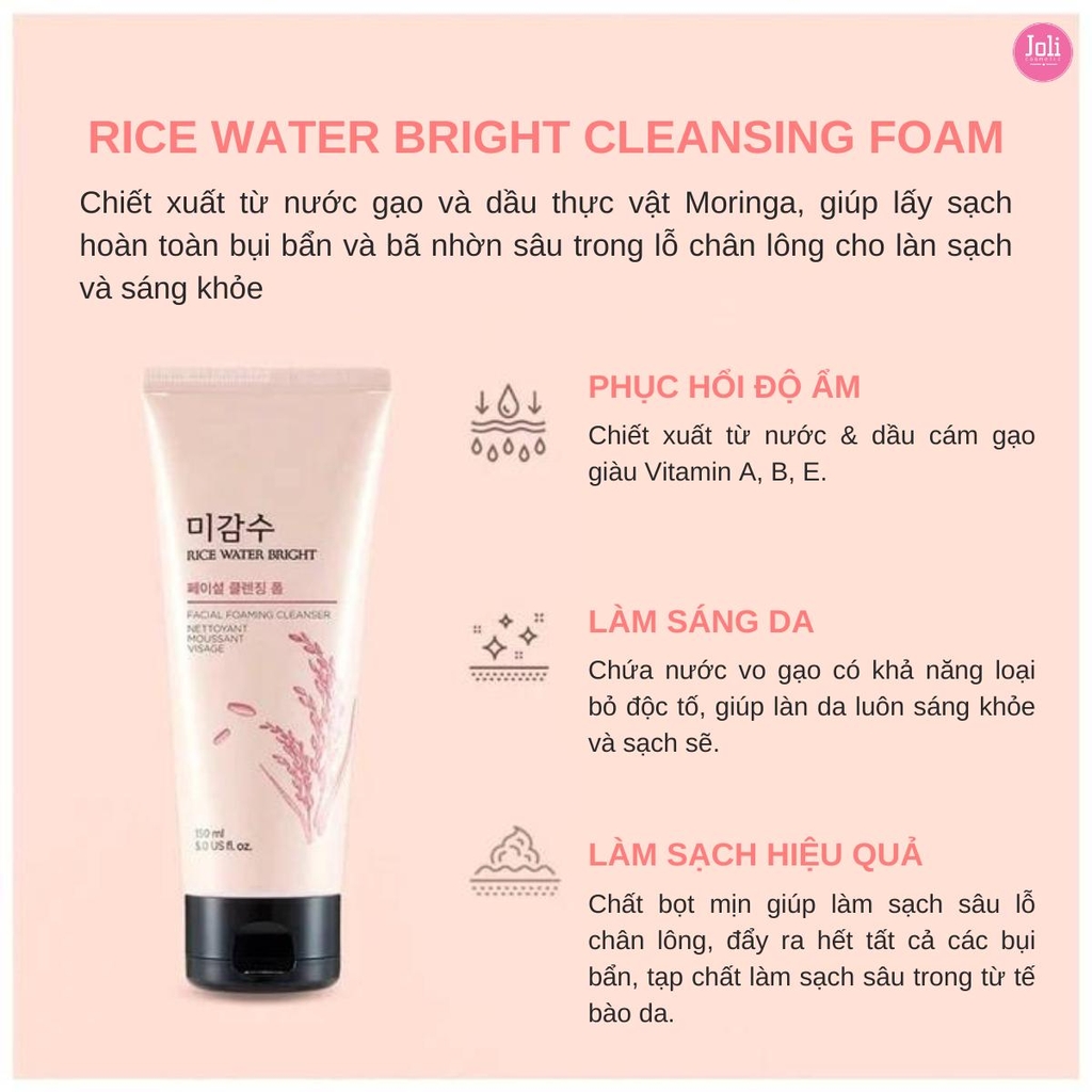 Sữa Rửa Mặt Gạo Trắng Da The Face Shop Rice Water Bright Hàn Quốc 150mL