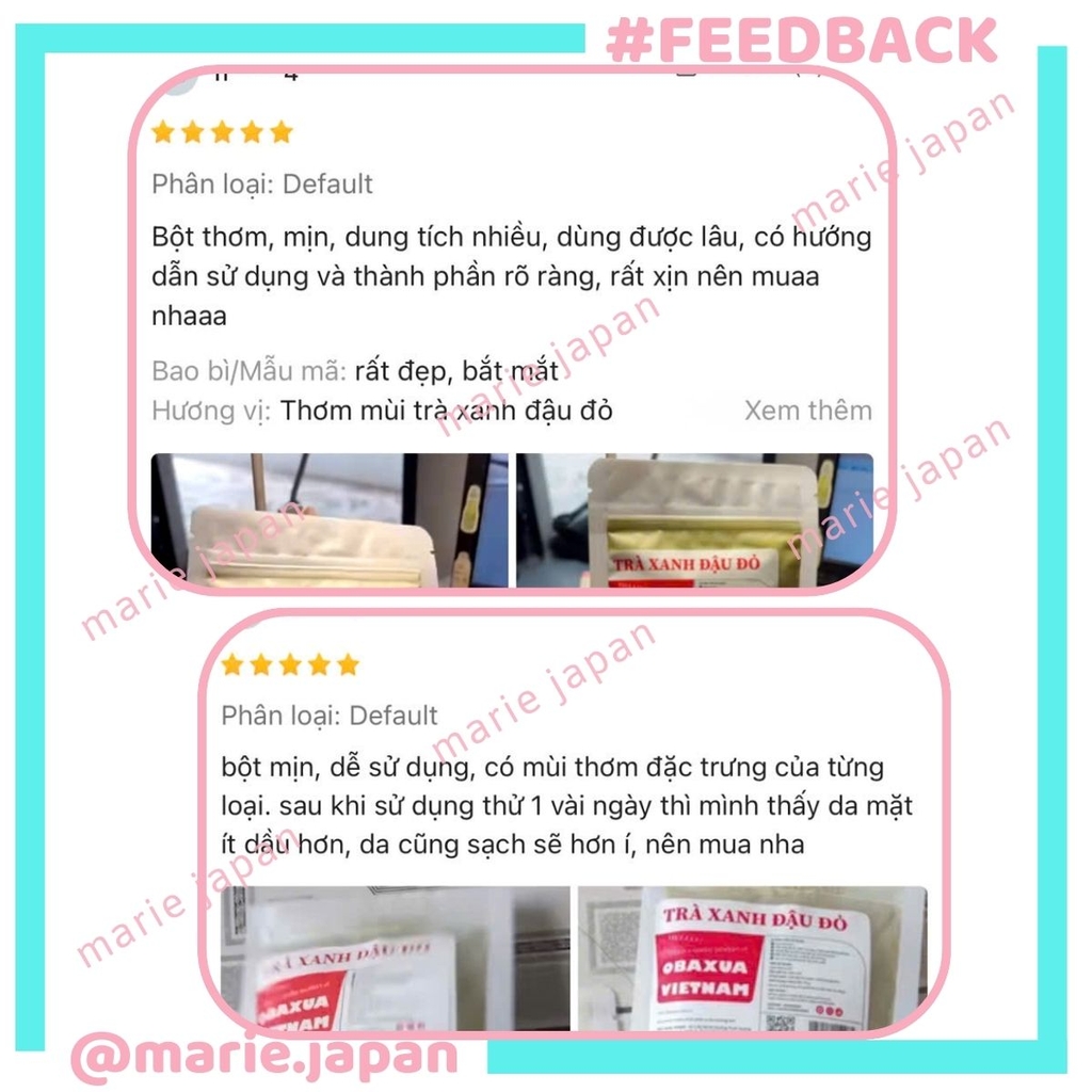 Bột Trà Xanh Đậu Đỏ OBAXUA – Dưỡng Trắng, Làm Sạch, Cấp Ẩm Cho Da:
