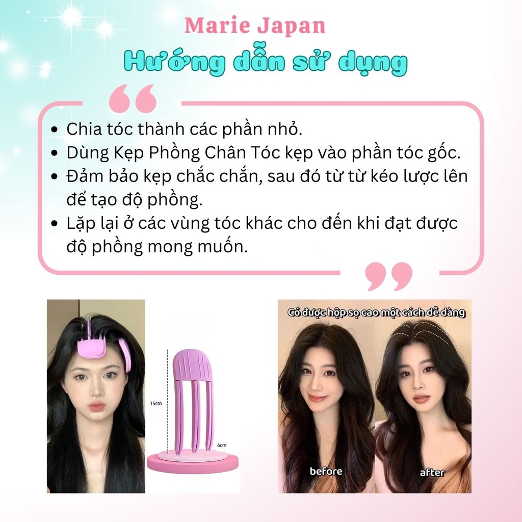 Kẹp Phồng Chân Tóc Tạo Mái Bay Siêu Hot Lược 3 Răng Mái Tóc Dày Dặn Tự Nhiên Phong Cách Hàn Quốc