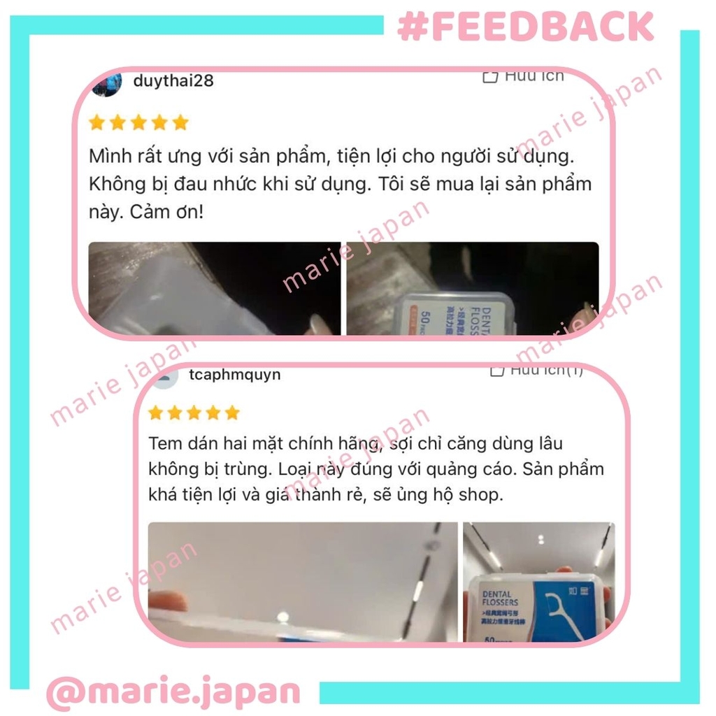 Tăm Chỉ Nha Khoa Dental Flossers Làm Sạch Kẽ Răng Mảng Bám Tiện Lợi Hộp 50 Cái