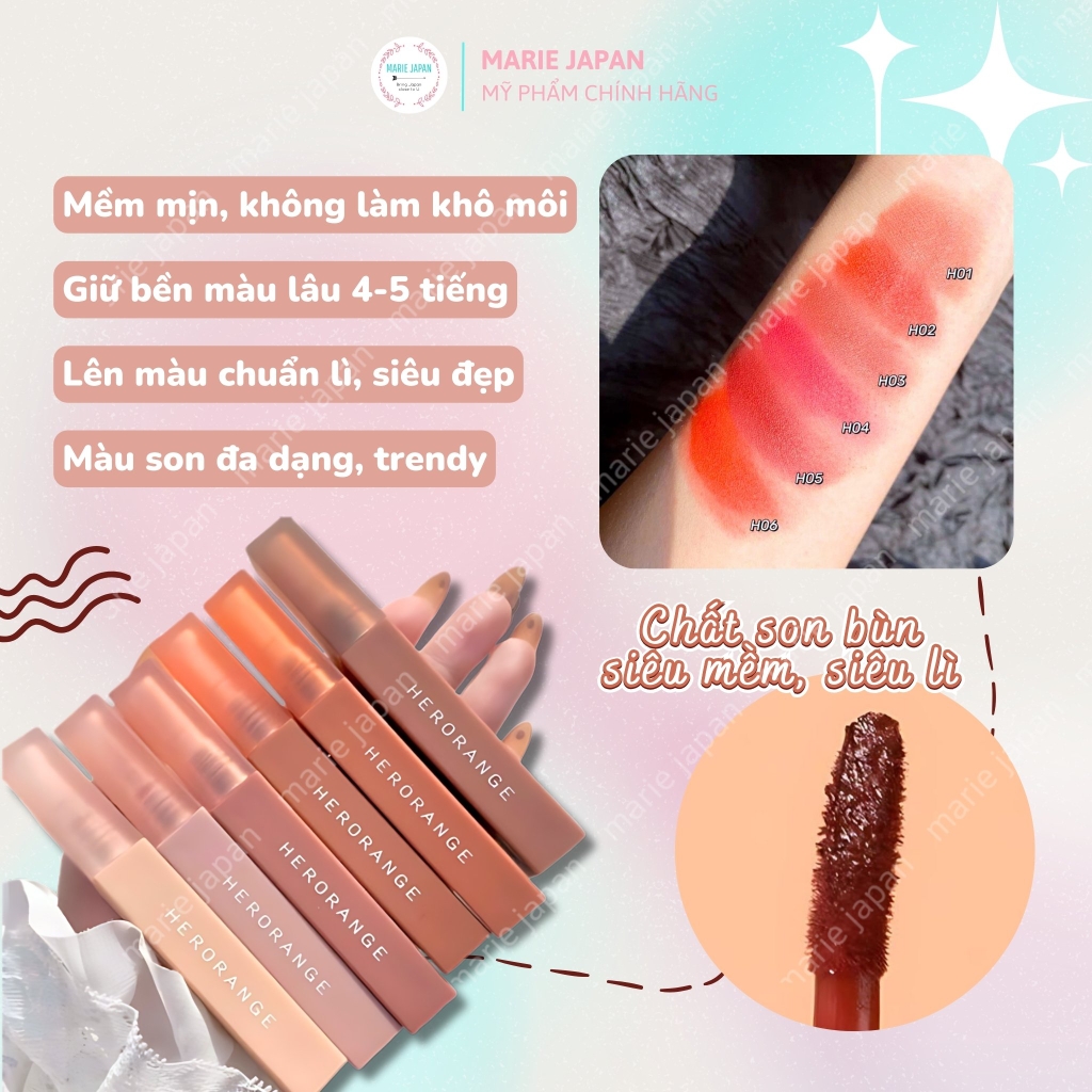 Son Kem Lì HerOrange Mềm Mịn Lâu Trôi