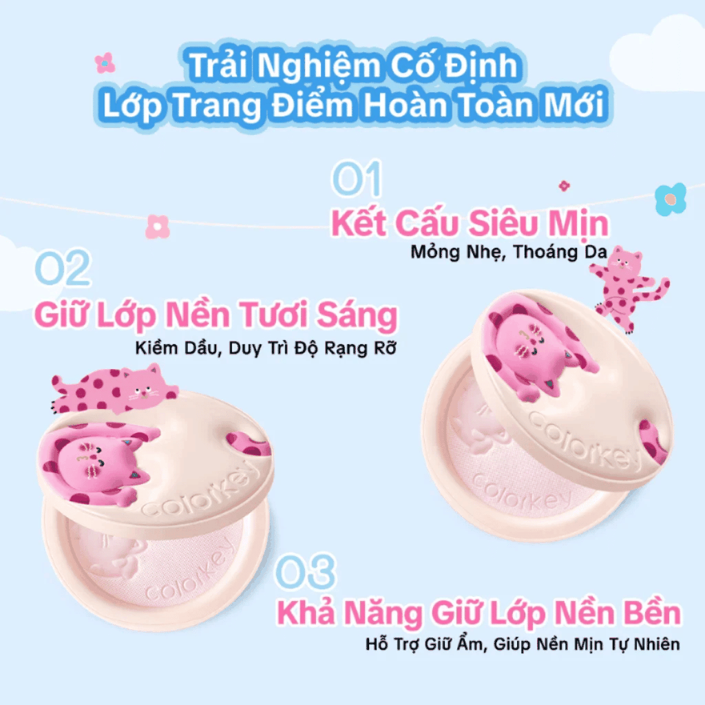 Phấn Phủ Lụa Mịn Lì Colorkey Blurring Silky Setting Powder Soft Lavender 7g