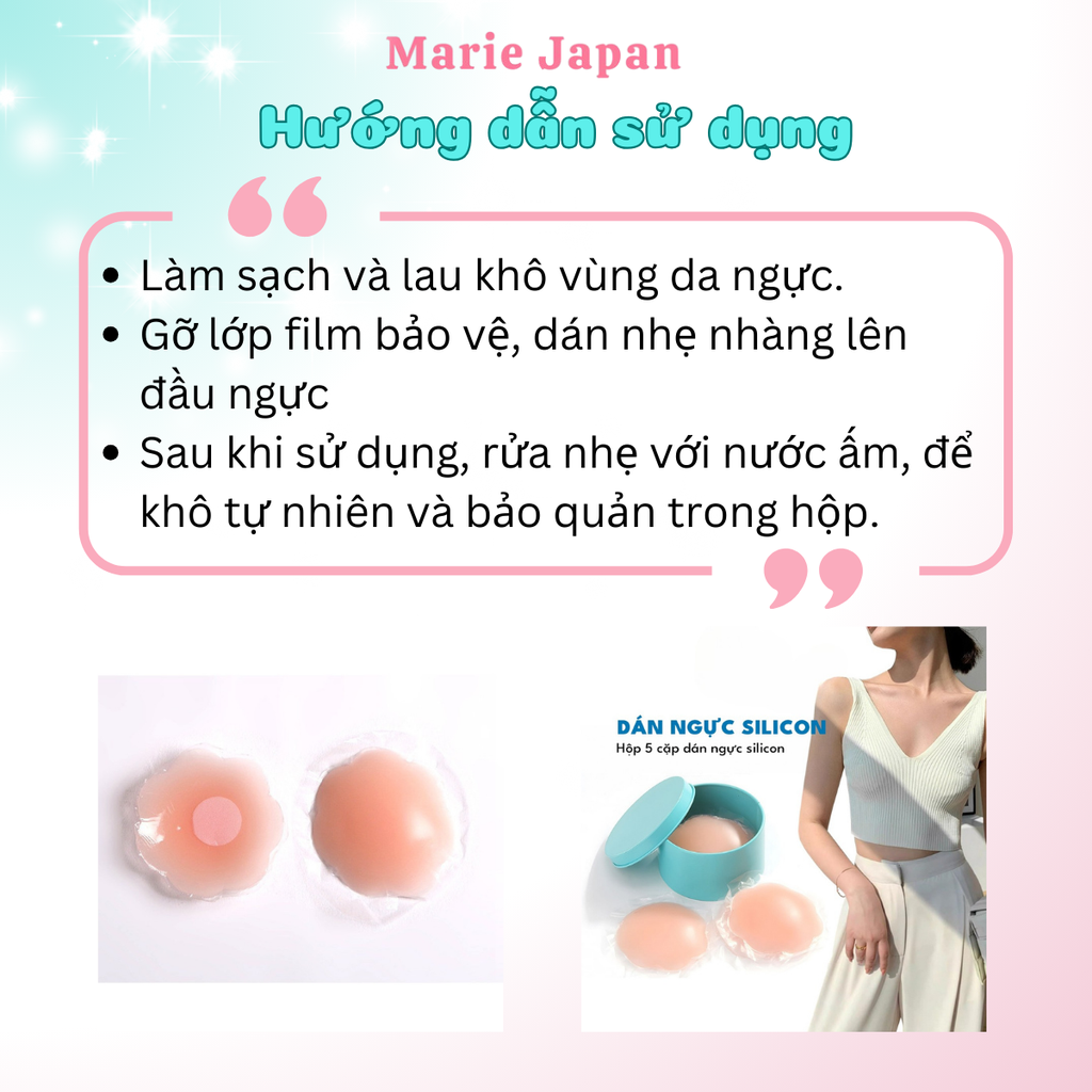 Miếng Dán Ngực Silicon Tàng Hình Hộp Xanh 5 Cặp Trong Suốt Che Nhũ Hoa Siêu Mỏng Tái Sử Dụng Nhiều Lần