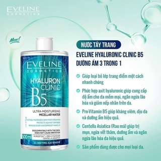 Nước Tẩy Trang Eveline Hyaluron Clinic B5 Chai 500ml