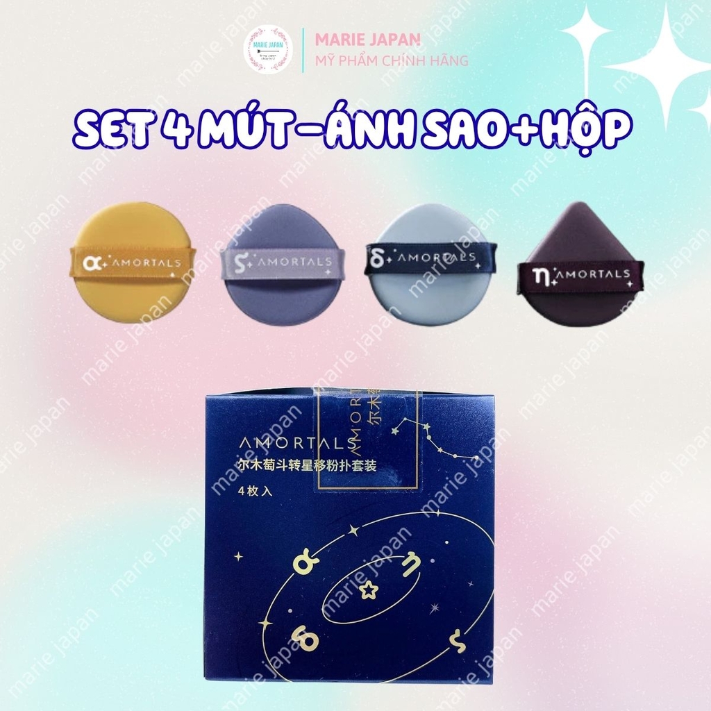Set Bông Mút Trang Điểm Amortals Powder Puff Mềm Mại Đàn Hồi Nền Mịn Siêu Tốt