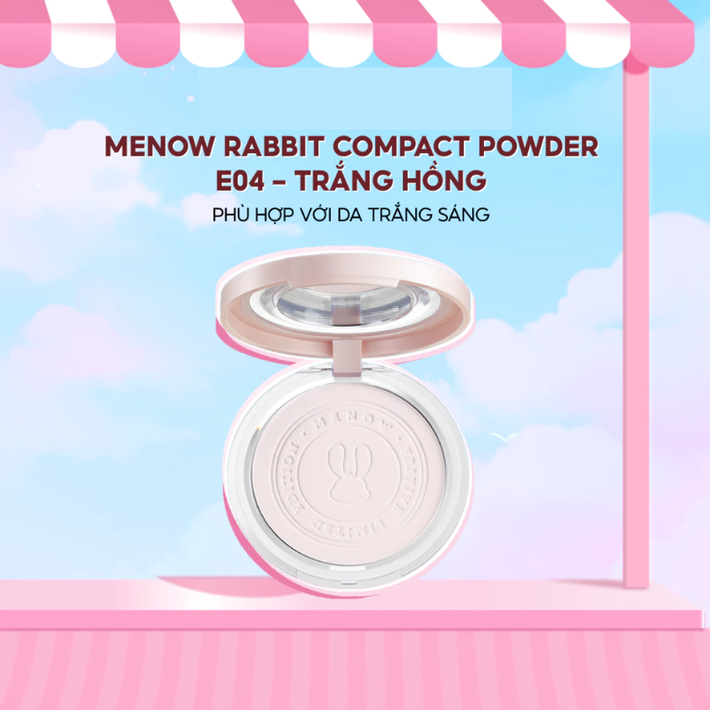 [MUA 1 TẶNG 1] Phấn Phủ Nén MENOW Rabbit Compact Powder Kiềm Dầu Chống Nước Che Phủ Hoàn Hảo 8.5g